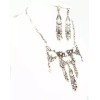 DESIGNER INSPIRED 17in CLEAR MULTI CRYSTAL SILVERTONE VICTORIAN JEWELERY SET