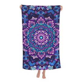 Gelasgo Purple Flowers Microfibre Beach Towel - 52"x32" Large Lightweight Soft Quick-Dry Towel for Adults, Ultra Absorbent & Dual-Sided Sand Free - Perfect for Beach, Pool, Travel & Cozy Blanket