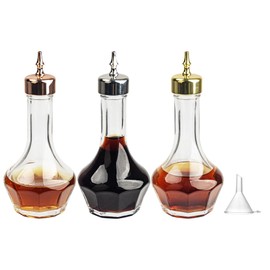 USEAMIE Bitters Bottle Set of 3, Glass Dasher Bottle 1.7oz, Decorative Professional Bar Tool for Cocktail Great for Bartender Home Bar Restaurant with Alloy Cap
