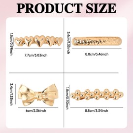 MOTIBACK 4Pcs Gold Hair Barrettes Clip Elegant Hair Clips for Women Vintage Style Metal Non Slip Hair Accessories for Women Perfect for Thick Short or Long