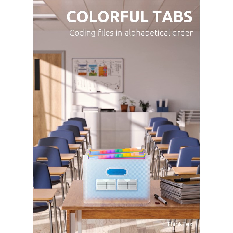 ThinkTex 26 Pockets Expanding File Folder, Upright & Open Top,