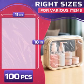 100 Pcs Heat Shrink Wrap Bags – 11x18" Heat Shrink Bags Compatible with Hair Dryer at Medium Temperature – Suitable for Books, Gifts, DIY Sets, Stationery, and Cosmetics, Protect from Dust & Moisture