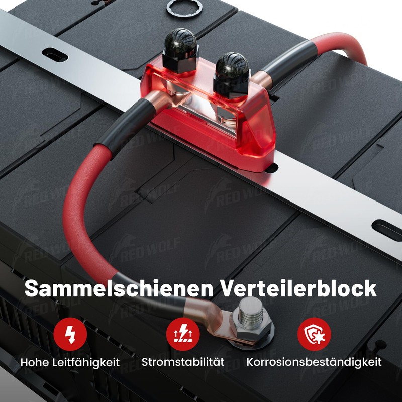 RED WOLF 250A Busbar Distribution Block 12V-48V DC, Distributor Rail