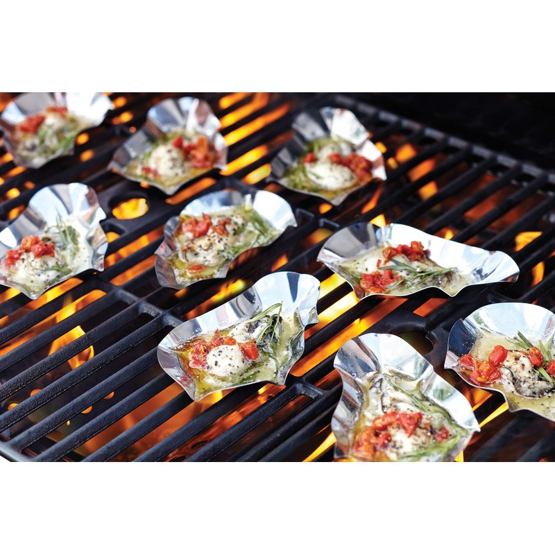Outset Grillable Shells, Stainless Steel Grillable Oyster Shells, Set of