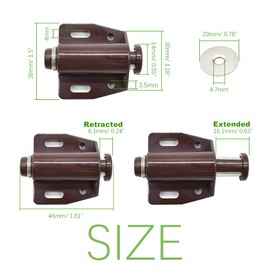 12Pack Magnetic Touch Push to Open Door Latch for Heavy Duty Door Push Release Latch Kitchen Drawer Push Catch Pop Out Latch Kitchen Closet Door Closing (Brown)