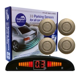 Dolphin Automotive DPS450 Reverse Parking Sensors In 32 Colours 4 Ultrasonic Radar Sensors Kit Audio & Display Alert System - Muddy Grey