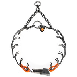 Herm Sprenger Black Stainless Steel Dog Collar with Quick Release ClicLock Buckle and Biothane Insert Training Collar Made in Germany (Hunter Orange, 16in x 2.25mm(Neck Size up to 13-14in))