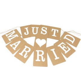 Wedding Bunting Banners Card Photo Prop - Wedding Decoration 13 (Just Married - Vintage Sqaure)