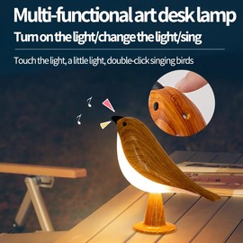 THOEWONG Small Bird Desk Lamp, Rechargeable Cordless Table Lamp with 3 Color Temperatures, Remote Control & Touch Sensor, Battery Operated Brid Night Light for Bedroom, Kids, and Outdoor Use,1 Pack