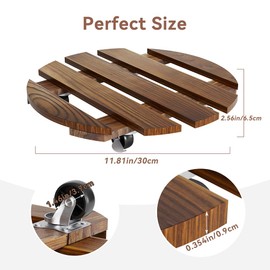 Lissomballon 2 Pack Plant Stand Indoor and Outdoor, 12IN Premium Wooden Plant Caddy with Wheels, Heavy Duty Plant Stands with 360° Lockable Wheels, Classic Plant Cart