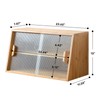 HollyHOME Small Bamboo Kitchen Pantry Sideboard with 2 Glass Doors
