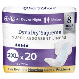 NorthShore DynaDry Supreme Liners for Men and Women, 2X-Large, Pack of 20