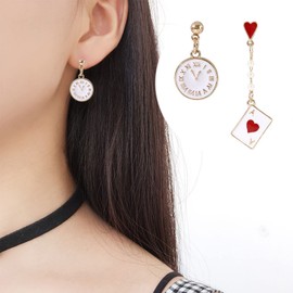 Sttiafay Asymmetrical Stud Earrings for Girls Cute Card Watch Dangle Earrings Hypoallergenic Cartilage Piercing Stud Earrings for Women