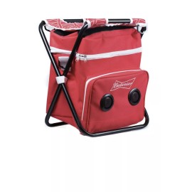 Anheuser-Busch BUDWEISER Red Chair Cooler With Built in Bluetooth Speaker Tailgate Beach Pool