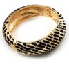 Avalaya Chunky Wide Gold Plated Black Enamel Animal Pattern Hinged