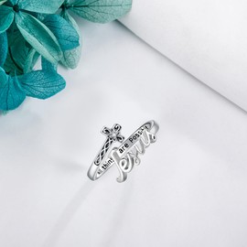 ONEFINITY Cross Rings for Women 925 Sterling Silver Jesus Cross Ring Jesus Faith over Fear Hope Spoon Rings Christian Religion Jewellery for Women Daughter Friend, Adjustable, Metal, Cubic Zirconia