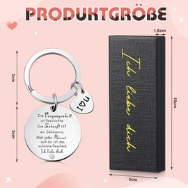 Otuuz Girlfriend Keyring with Engraving "Aber Jeder Moment mit Dir Ist Das Schönste Geschenk Valentinstag Partner Keyring Gift with Gift Box for Couples Boyfriend Girlfriend Women, silver