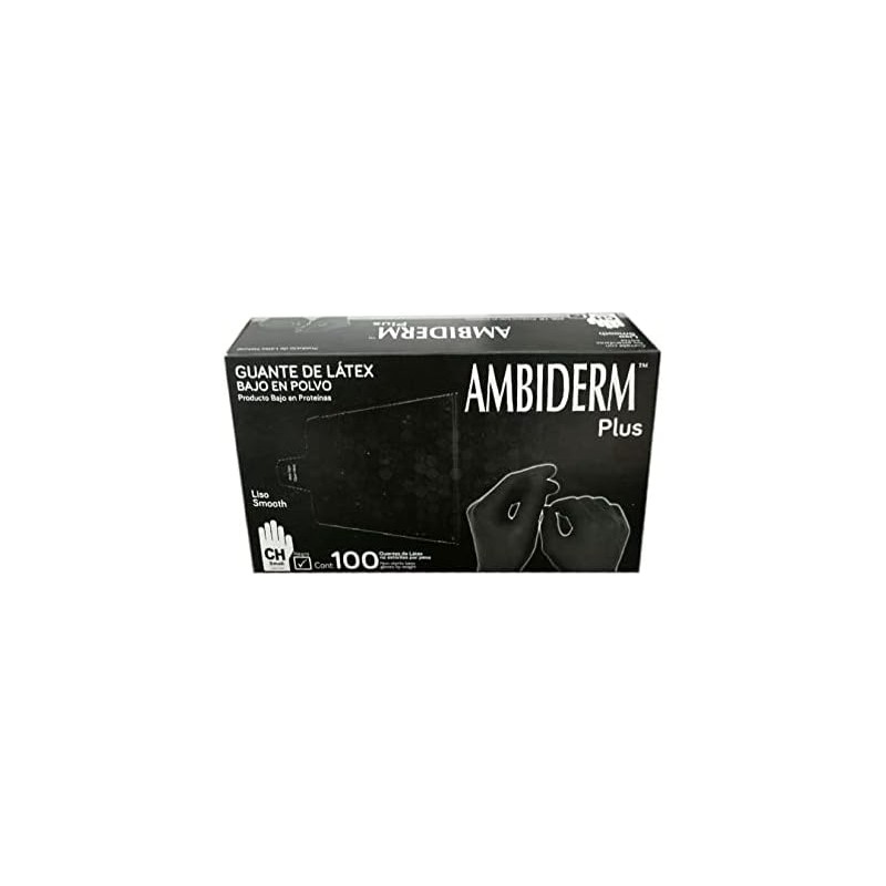 AMBIDERM Guantes de Látex Plus Descartables Color Negro sin Polvo