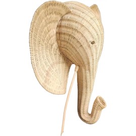 Huge Handmade 32" Rattan Elephant Wicker Head Wall Décor Home Trophy Animal