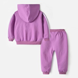 HSTiSan Girls Boys Clothes Sets Long Sleeve Zipper Sports Outerwear Kids 2 Piece Casual Outfit Sweatshirt With Pockets 3-4 Years