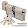 30/30mm Brass Knob Cylinder with 5 Keys Included, Door Lock