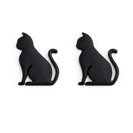 YSY 2Pcs 3D Cat Shape Logo Animal Car Emblem Motorcycle Sticker Truck Label Emblem Car Badge Styling Decoration Car Accessories(A) (3D Cat, Black)