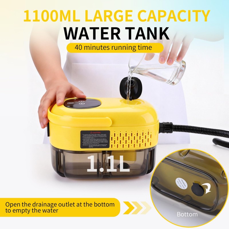 Steam Cleaner, High Pressure 15s Fast Heat, 6-Level Adjustable Handle,