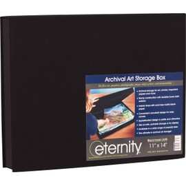 HG Concepts Art Photo Storage Box Eternity Archival Clamshell Box for Storing Artwork, Photos & Documents Deluxe Acid-Free Sturdy & Lined with Archival Paper - [Black - 11" x 14"]