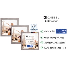 CABBEL Picture Frame 20 x 20 cm, Grey/Concrete, Sturdy MDF Wood Frame, Shatterproof Plexiglass, for Hanging and Setting Up, Ideal for Photos/Pictures/Collages