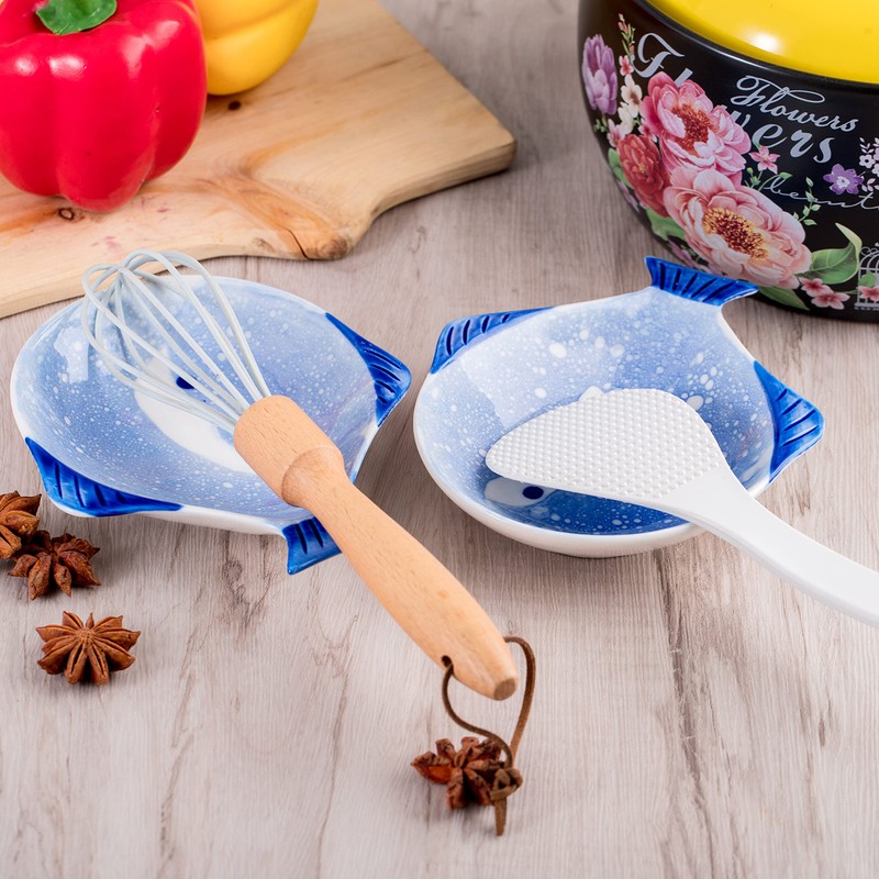 HPYNPES 2 Pack Ceramic Spoon Rest for Stove Top,Spoon Holder