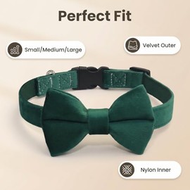 Collar para perro con pajarita, material de terciopelo suave con hebilla de liberación rápida para perros medianos (verde, M)