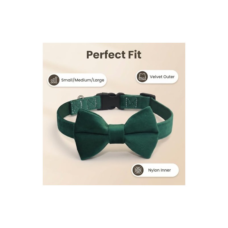 Collar para perro con pajarita, material de terciopelo suave con