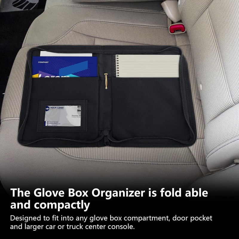 Car Document Holder, Glove Box Organiser with Full-Seal Zipper Pouch