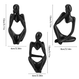 PZJFH Nordic Thinker Statue, 3Pcs Resin Thinker Statue Thinker Figurine Handmade Thinker Ornament, For Office Home Desktop Decoration(Black)