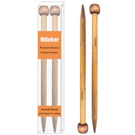 Mdoker Bamboo Knitting Needle Straight Single Pointed Sweater Knitting Needles 10-inch Length for Handmade DIY Knitting Projects,Size US 13(9mm)