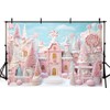 MEHOFOND 7x5ft Christmas Backdrop Candy Gingerbread Castle Winter Snowflake Icing