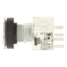 Schlegel 23.000.742 Push Button Silver-Coloured Green Switch Cap Identification Plate Symbol On/Off, Illuminated Push Contact Sensor 2 N/O Screw Connection 24 V LED