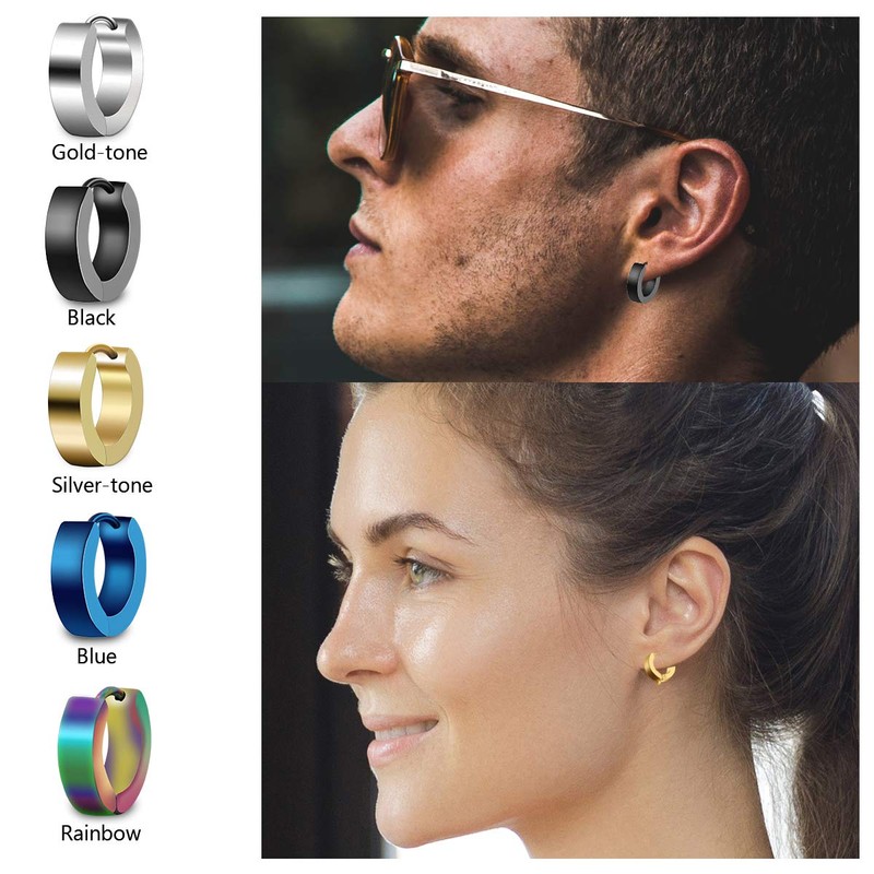 CrazyPiercing Stainless Steel Mens Womens Hoop Earrings Piercings Huggie Hypoallergenic