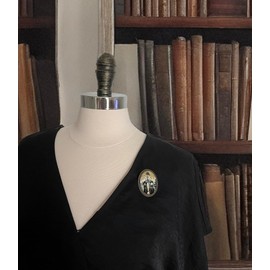 Mourning Brooch, Victorian Edwardian Inspired Mourning Jewelry, Weeping Willow Pin, Widow Graveyard Brooch, Mourning Jewelry, Mourning Pin