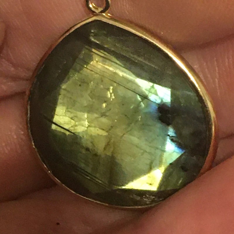 labradorite double sided elegant cut pendant
