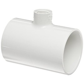 Spears 402 Series PVC Pipe Fitting, Tee, Schedule 40, White, 1-1/2" Socket x 1/2" NPT Female
