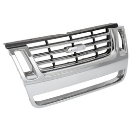 HECASA Front Grill Compatible with 2006-2010 Ford Explorer 2007-2010 Sport Trac Replacement for FO1200476 Bumper Grille Assembly Radiator Grille W/Side Openings 3-Bar Style Chrome Painted