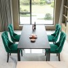 Modern Green Velvet Dining Chair with Button Tufted Back Nailhead