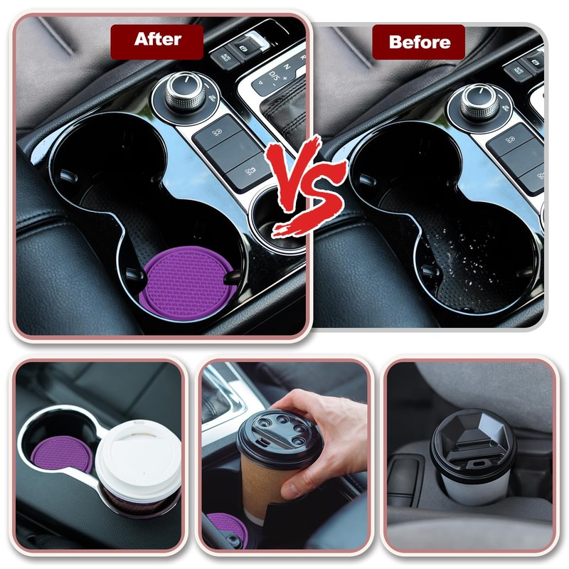 sourcing map 2pcs Car Cup Coasters Universal PVC Car Cup
