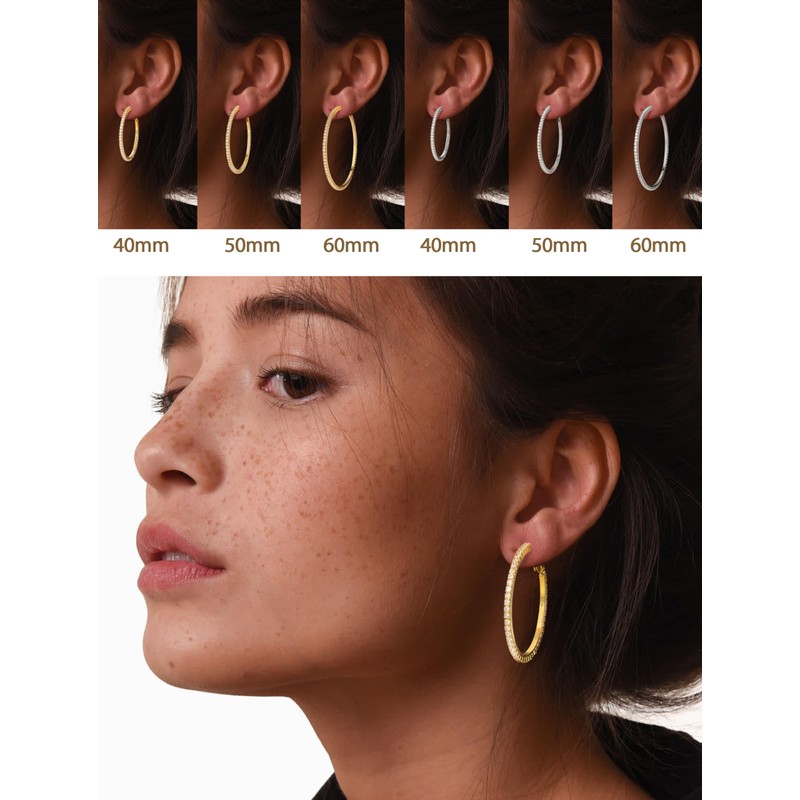 MILACOLATO 3 Pairs of 925 Silver Hoop Earrings for Women