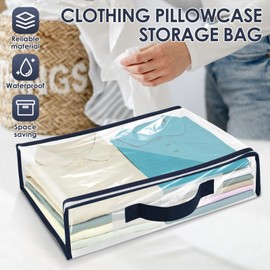 TKSDWBLTY 12 Packs Clear PVC Organizing Bags with Zipper Storage Bags Waterproof Dustproof Blankets Bed Sheet Storage Bag 15.7x11.8x3.9 Inch with Handle