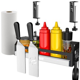 Griddle Caddy for Blackstone Griddles 17"/22"/28"/36"/Prep Cart, Space Saving Blackstone Griddle Accessories, BBQ Grill Storage Organizer with Magnetic Tool Holder & Paper Towel Holder & J-Hooks