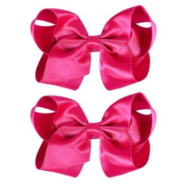 Hot Pink Ribbon Hair Bow Barrettes Clips 4inch Sparkly Glitter Ribbon Bow-knot Alligator Pins Toddler Teen Girls Kids Birthday Party Dress Decor Accessory Valentines Gift