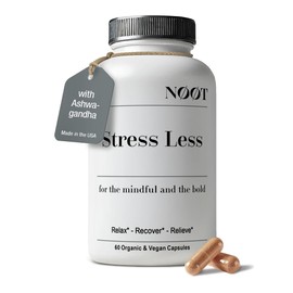 NØØT Stress Less Adaptogen Mix with Ashwagandha and L-Theanine - All Natural Stress Relief Supplement Cortisol Supplements for Women and Men Biohacking, Nootropics 60 Capsules, 1 Month Supply
