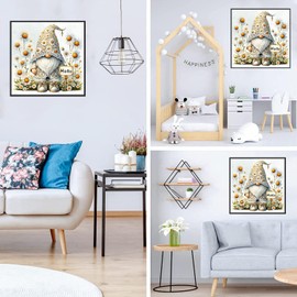 Zythron Gnome Diamond Art Kits for Adults gnome Garden Flowers Diamond Painting Kits for Beginners,DIY 5D Round Full Drill Diamond Paintings Gem Art Craft for Home Decor Gifts 12x12 inch